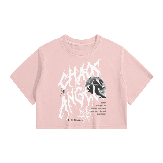 Chaos Angel Vintage Wash Crop Top